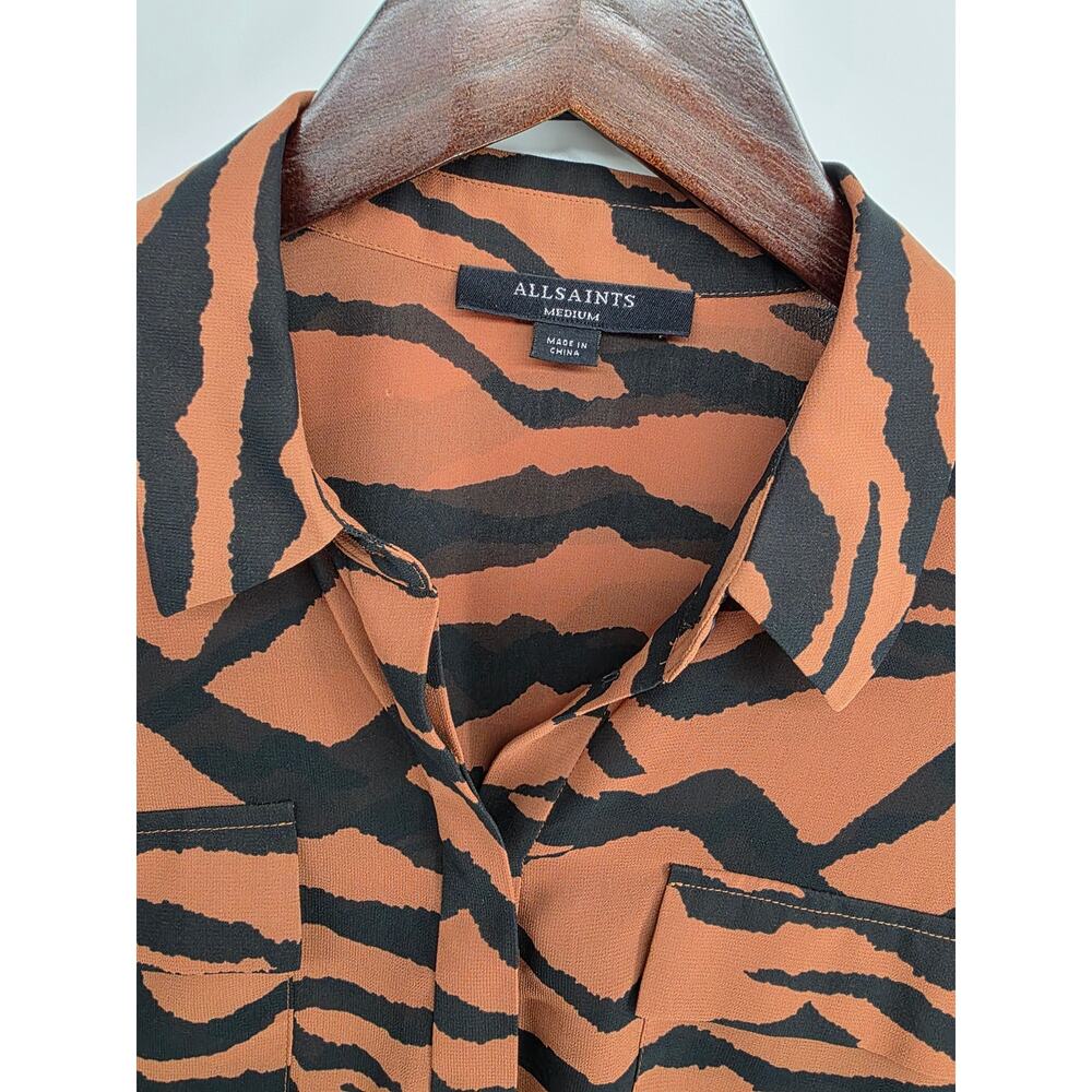 ALLSAINTS Adeliza Zephyr Tiger Print Shirt Size Medium - Picture 2 of 4
